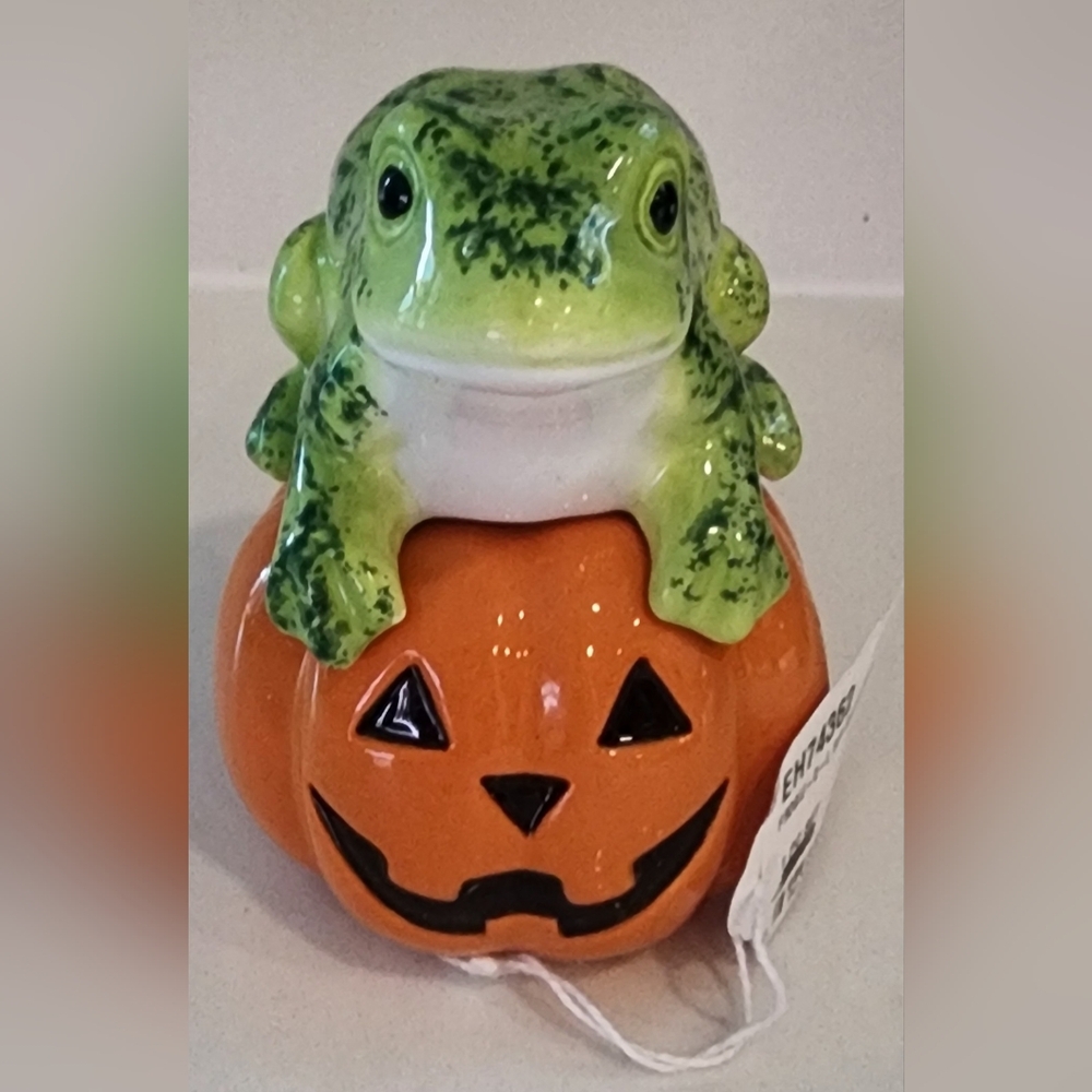 GANZ Spooky Stackers Frog & Jack O Lantern Salt & Pepper Shakers New With Tag